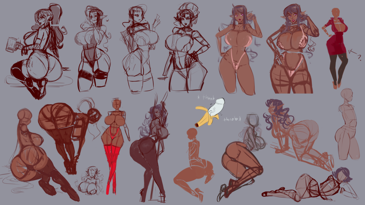 therealfunk:Vanessa sketches/roughs/doodles and then some progress stages for the