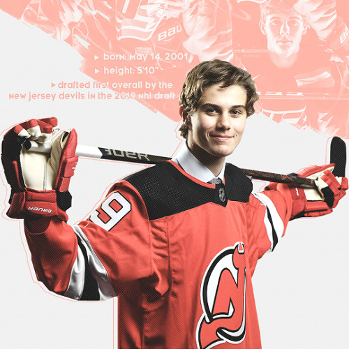 h-ockey:jack hughesnhl draft class 2019 | drafted first overall by the new jersey devils.(click for 