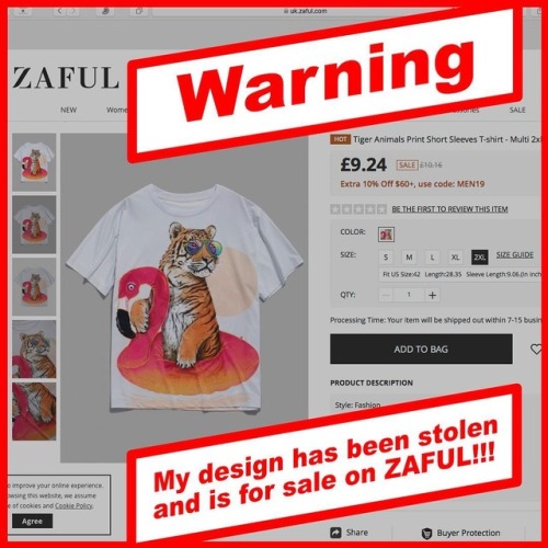 WARNING : My Chillin Flamingo Tiger has been stolen and is for sale on @zaful Fellow designers, chec