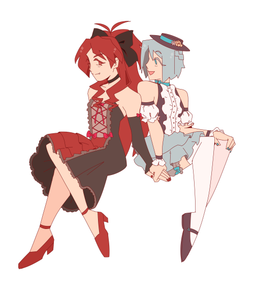 madokatragicas: saw the official art of kyosaya in these outfits and had to draw them….. i am