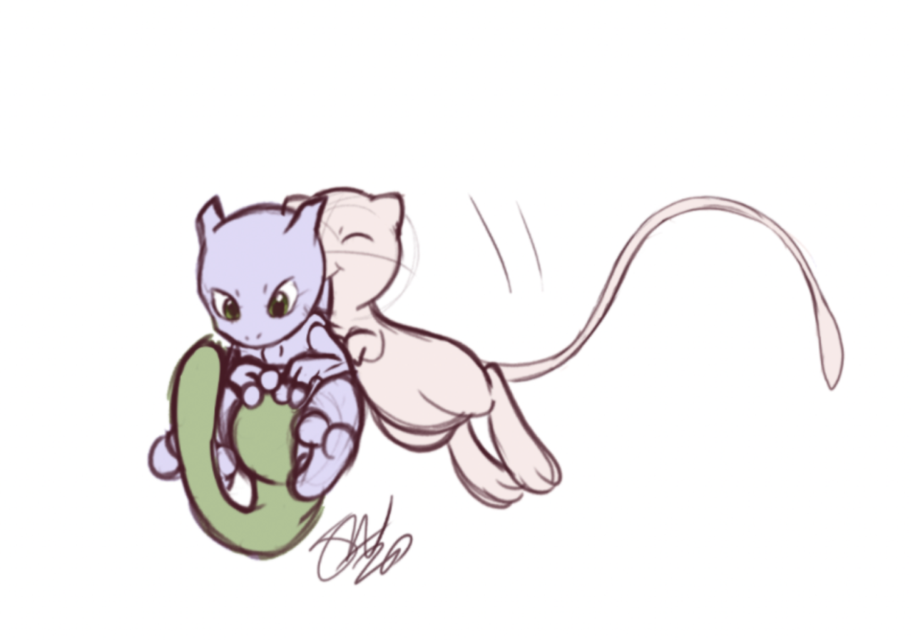 I draw way too much — Are the Mew and Mewtwo species relatable to