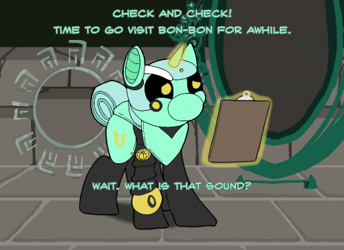 ask-omegacoder:Oh, good. A unicorn. I’m sure he’ll be helpful! We Repair Ponies #163=o GASP~! Oh dis gon be good! OwO