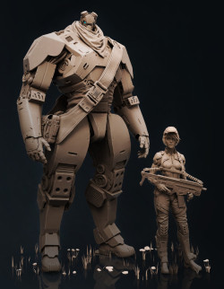 rhubarbes: ArtStation - Soldier and robot,