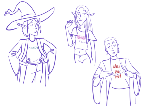 tazdelightful:[ID: Digital doodles of Taako, Lup, Lucretia, Magnus, Davenport, and Merle, all presen