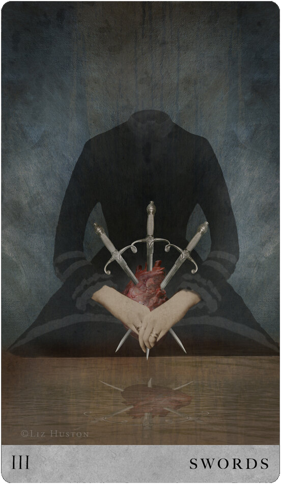 Three Of Swords. Art By Liz Huston, From The Dreamkeepers Tarot (Original Edition).