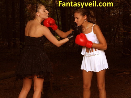 Female sexy boxing outdoor.