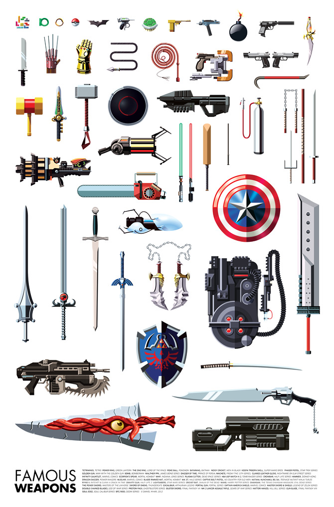 nerdwire:  Famous Weapons by Daniel Nyari Many of our games and comics most famous