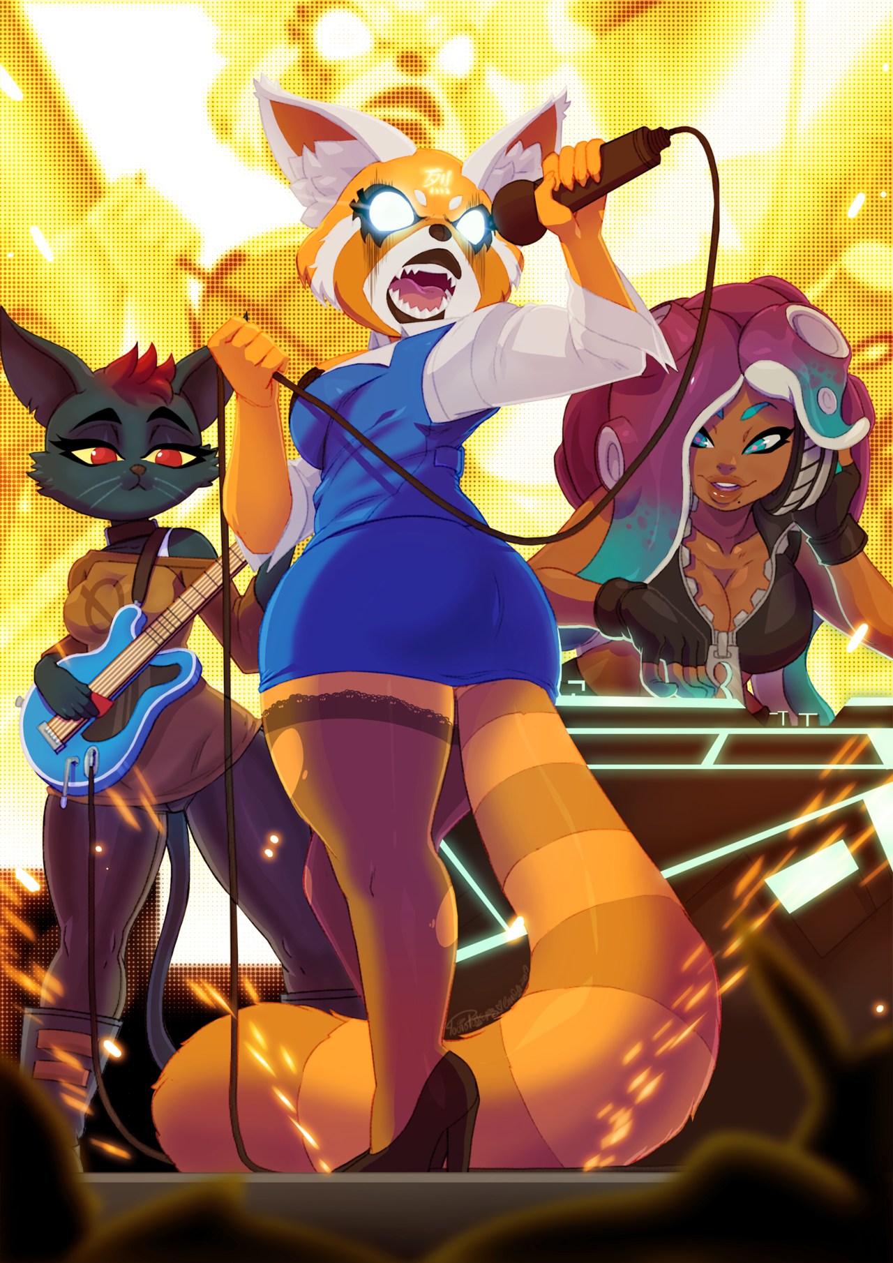tovio-rogers:  commission of Retsuko from Aggretsuko, Mae from A Night in the Woods