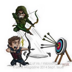 epicgeekdom:  Arrow and Hawkeye having a archery competition :p