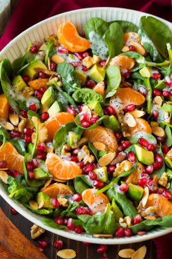 guardians-of-the-food:  Mandarin Pomegranate Spinach Salad with Poppy Seed Dressing 