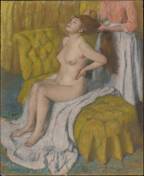 met-european-paintings:Woman Having Her Hair Combed by Edgar Degas, European PaintingsMedium: Pastel