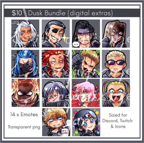 ❦ DUSK BUNDLE ❦ (digital extras only) http://disorganizine.bigcartel.com❦ 14 x Icon-sized Emotes❦ 26