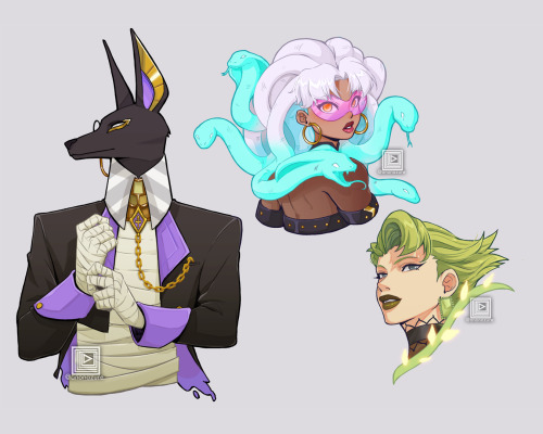  New set of random art practice to get out of a 4 day artblockAnubis, Medusa and Gaia from the game 
