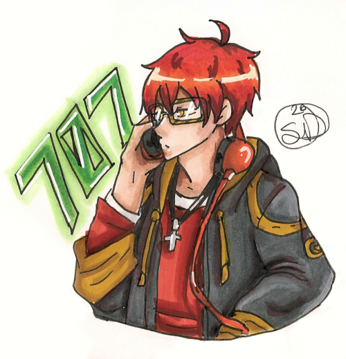 I’m in LOVE with Mystic Messenger, so here is a picture of 707 :3
