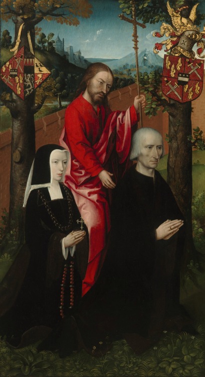 Two wings from an altarpiece: A portrait of the donors Philip Hannock and Maria Colinsone with Chris