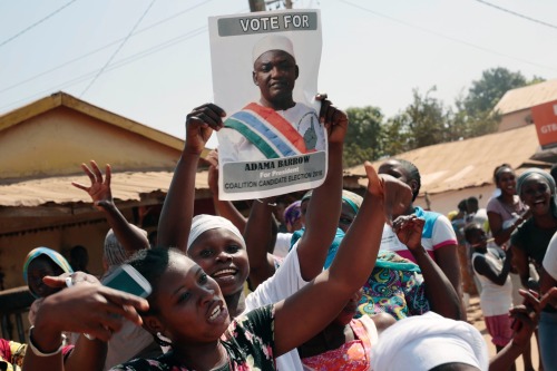 Celebrations are taking place in Gambia as opposition candidate Adama Barrow defeated President Yahy