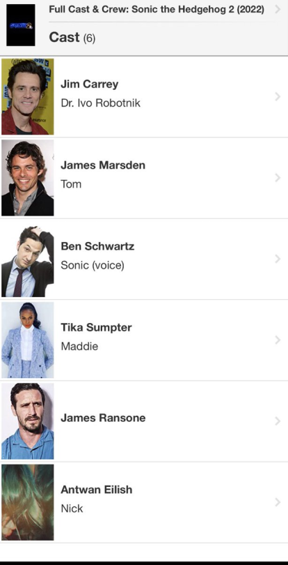 SONIC 3 HYPE — The cast section on Sonic 2′s IMDb page has been