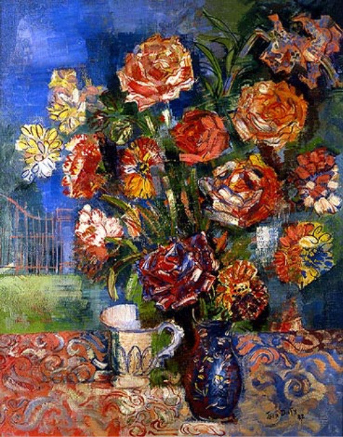 Bouquet of Roses, white cup   -   Jean DufyFrench, 1888-1964Oil on canvas, 81 x 65 cm