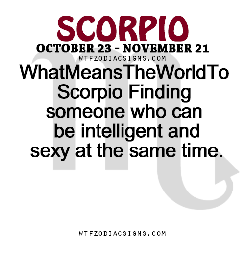 wtfzodiacsigns:  WhatMeansTheWorldTo Scorpio Finding someone who can be intelligent