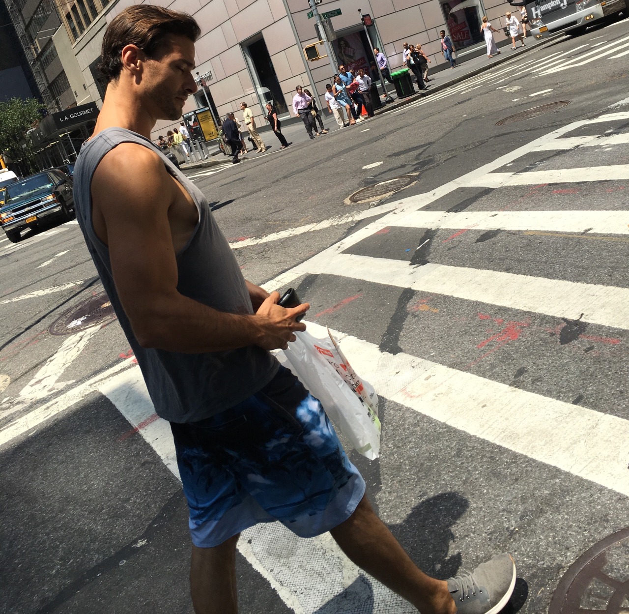 nychotguys:  Tank Top Hottie on Lexington Ave. NYC.Thanks EverydayHotness!