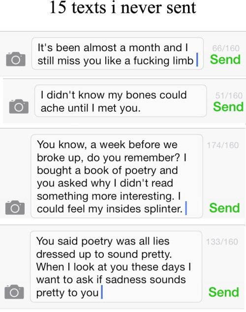 impactings:  15 texts i never sent  Reblogging, because i want to keep this forever