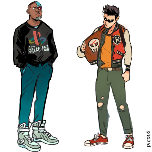 grccnlanterns:casual teen titans + wonder woman. art by picolo  This is amazing!! They even hav
