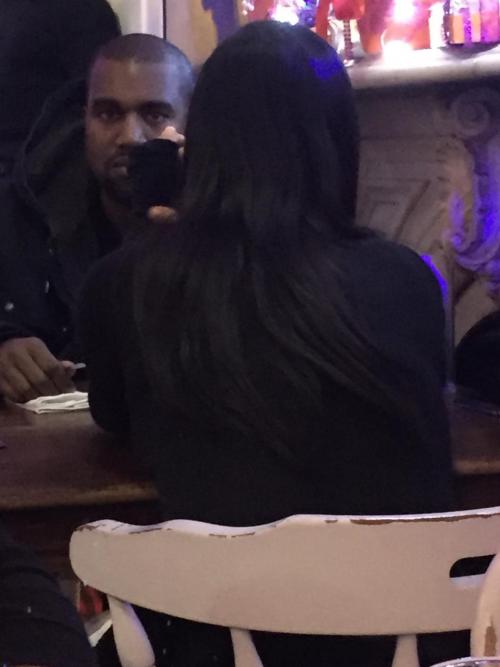 deycallmetrey:roomonfiyah:stunningpicture:My mom was seated next to Kim and Kanye at a restaurant in