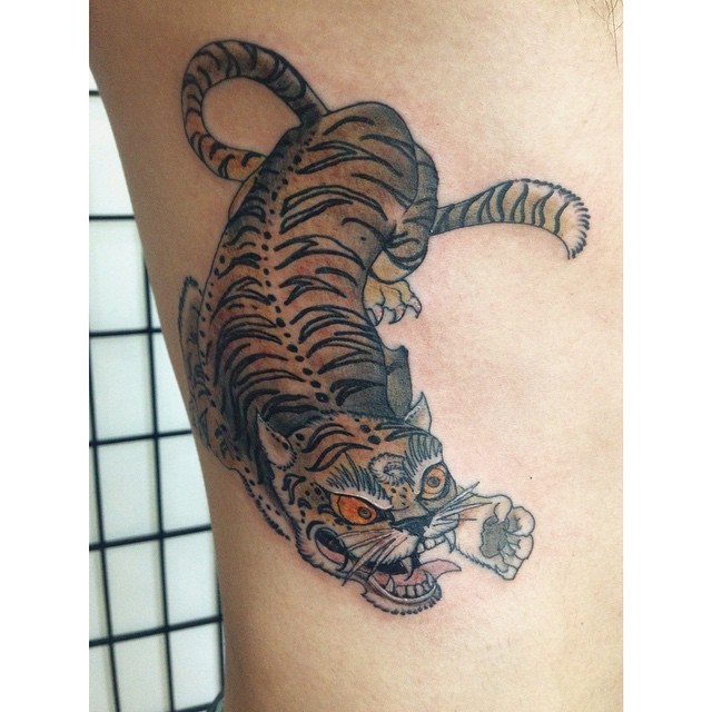 Tattoo uploaded by Dokgonoing  Korea traditional tiger drawing tattoo on a  chest  Tattoodo