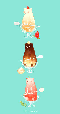 nkim-doodles:  Ice cream Bears. All of them will be available in my shop soon! :) Thank you for the support guys! 