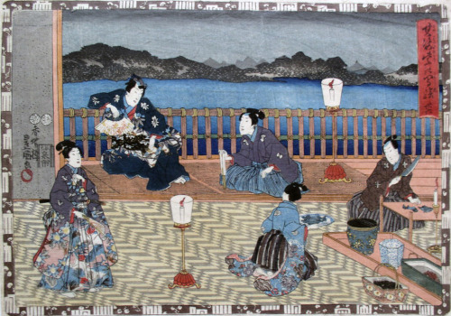 Two paintings from the series “Faithful Genji” by Utagawa Kunisada, c. 1850s