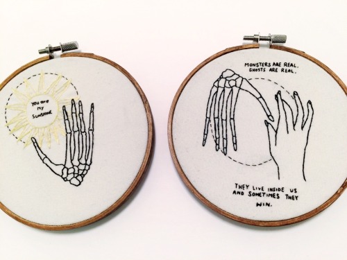 I have these two Halloween inspired embroideries ready for a new home.DM me or email me at foxvirt