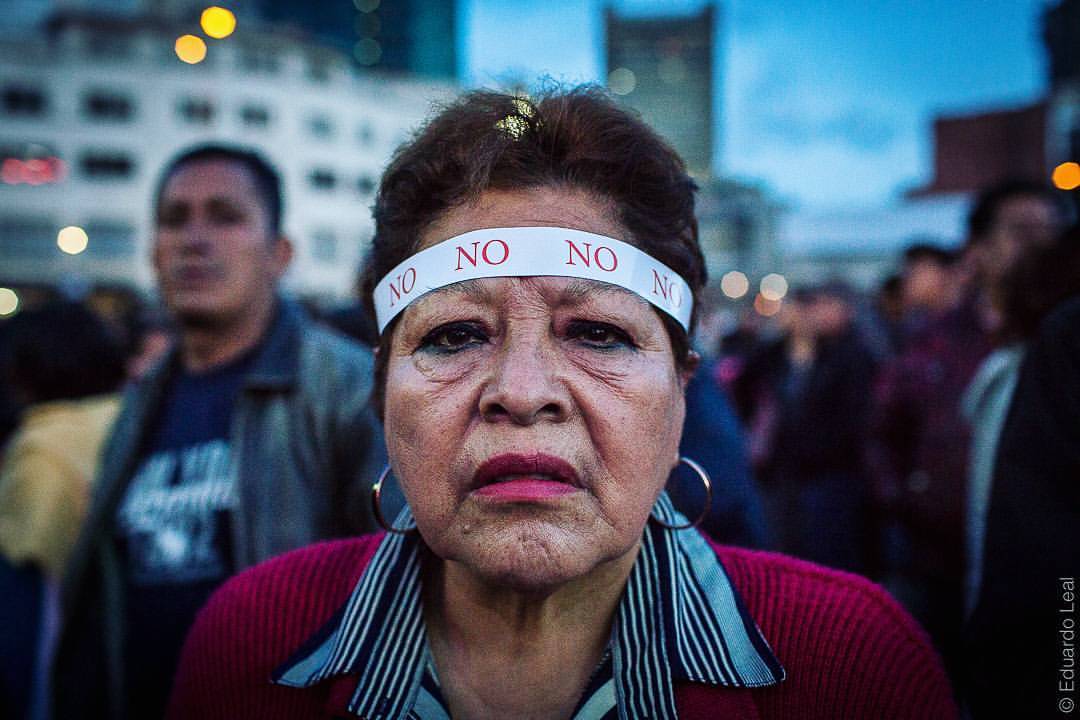 A woman during the demonstration for the NO against the change of the Bolivian constitution one year after the referendum. A year ago the campaign for the No won the referendum but President Evo Morales and the Government don’t accept the result,...