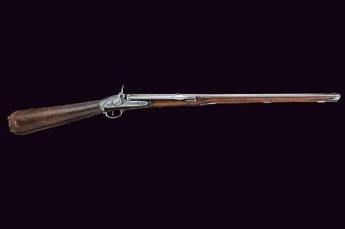 A lovely gold inlaid and engraved Girondani air rifle crafted by Joseph Contriner of Vienna, early 1