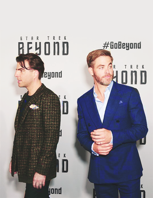 Chris Pine and Zachary Quinto at the Star Trek Beyond premiere in Sydney on July 7, 2016