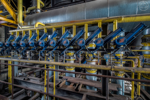 BLUE POWER PLANTImpressive power plant, part of a larger whole, centered around a blast furnace comp