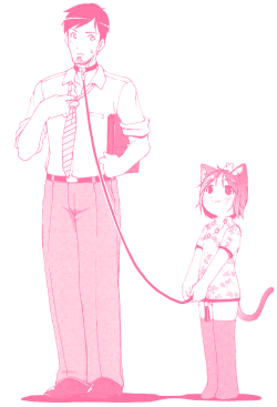 princess-kittykinz:  Dada on a leash for once xD 