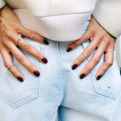 tomboybklyn:  oxblood nails and knuckle rings…