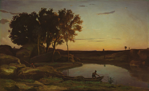 Landscape with Lake and Boatman, Jean-Baptiste-Camille Corot, 1839Oil on canvas62.5 x 102.9 cm (24 ⅝