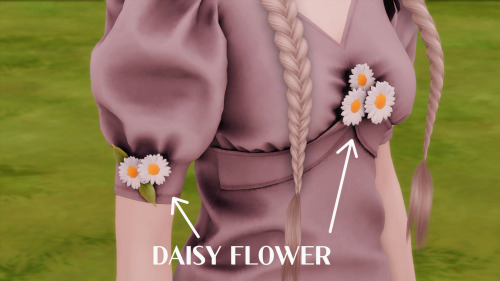 [RIMINGS] Daisy Flower Long Dress &amp; Daisy Flower Hair pin - DRESS / HAT- NEW MESH- ALL LODS- NOR