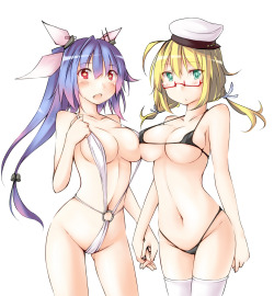 night-dimension:  【艦これ】提督指定の夏用水着：巨乳組 / なぎ さんのイラスト - ニコニコ静画 (イラスト)