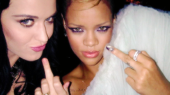 hotncolds:  ”@rihanna: “@DanielaEvans23: We would ALLL turn lesbian for @rihanna, but who would rih turn lez for!? Hmmm…” @katyperry” (x) 