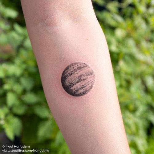 By Ilwol Hongdam, done in Seoul. http://ttoo.co/p/35963 astronomy;facebook;hongdam;illustrative;inner forearm;jupiter;planet;single needle;small;twitter