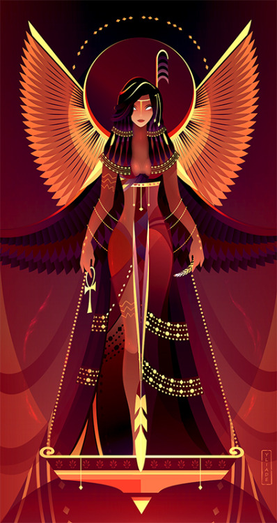 Oracle card game project about the Egyptian Gods &amp; Godesses / Drawn by me on Adobe Ilustrator. P