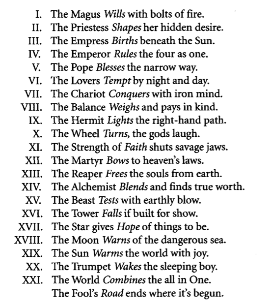 secretworkings:THE POEM OF THE MAJOR ARCANA (Mnemonic) source: Millenium Magic -