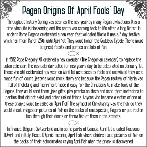 wiccateachings:The Pagan origins of April Fools Day.