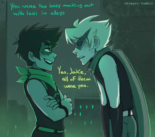 that’s what happens when u flirt with your rival instead of catching bad guyssuperhero au