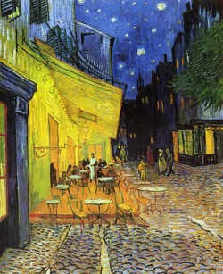 dappledwithshadow:  The Cafe Terrace on the Place de Forum, Arles, At NightVincent van Gogh - 1888