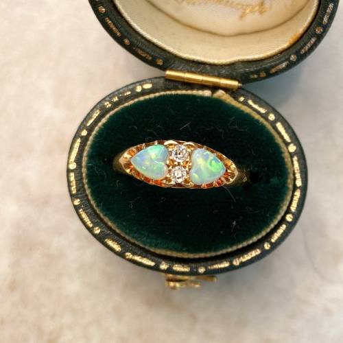 allaboutrings: Antique Victorian 18k Gold Opal and Diamond Ring