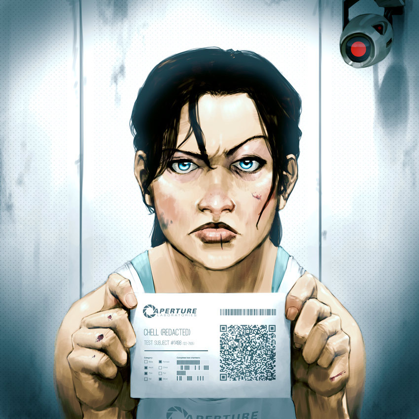 darwintatsumaki:  Chell -Redacted- by Tom Waterhouse / Website. 