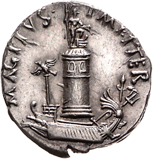 Lighthouse of Messana * Issued by Sextus Pompeius* Sicily, 42-40 BCE * (Sextus Pompeius) MAG PIVS&nb